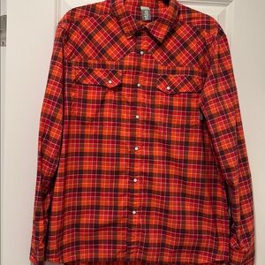 Stio Eddy Shirt Long Sleeve Pearl Snap Mens Medium M Red Plaid